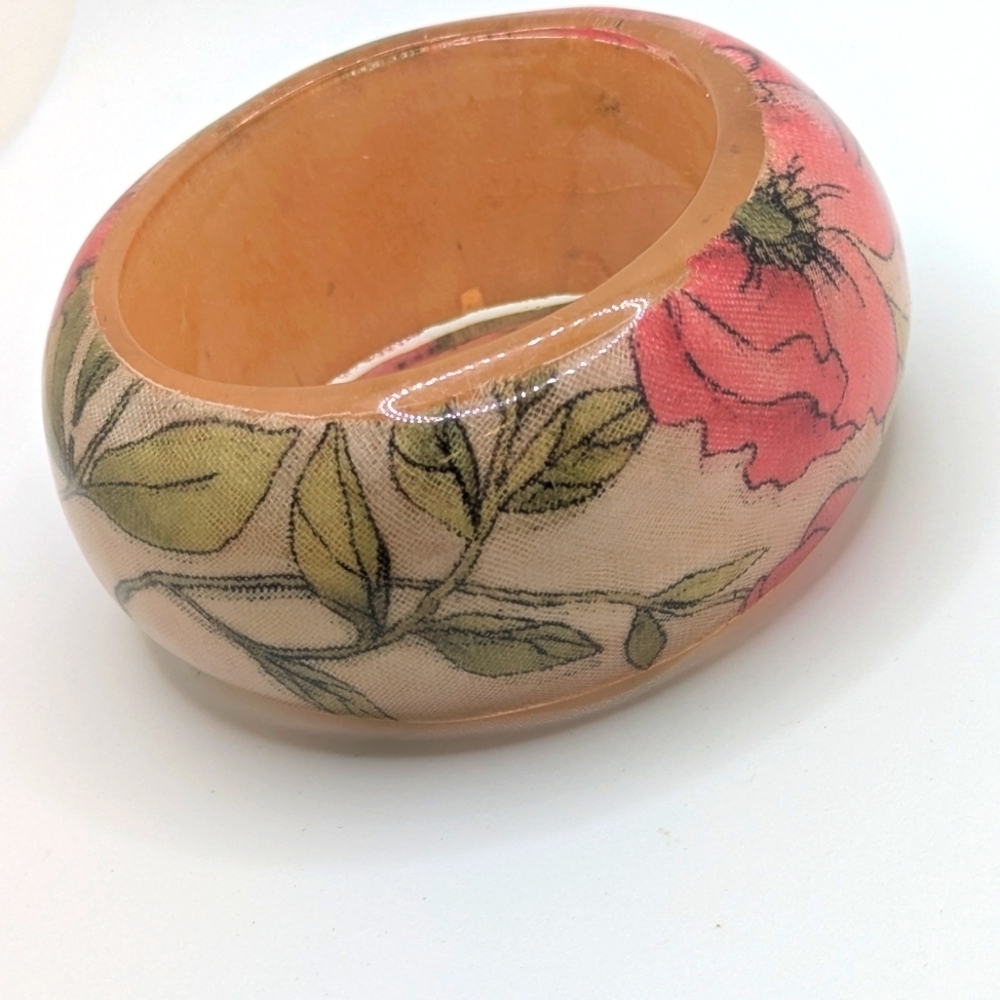 Vintage Floral Lucite Bangle Bracelet 6" - Picture 4 of 6